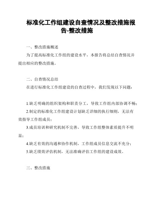 标准化工作组建设自查情况及整改措施报告-整改措施