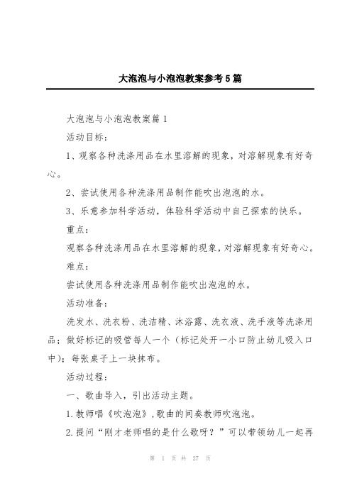 大泡泡与小泡泡教案参考5篇