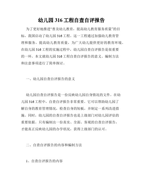 幼儿园316工程自查自评报告