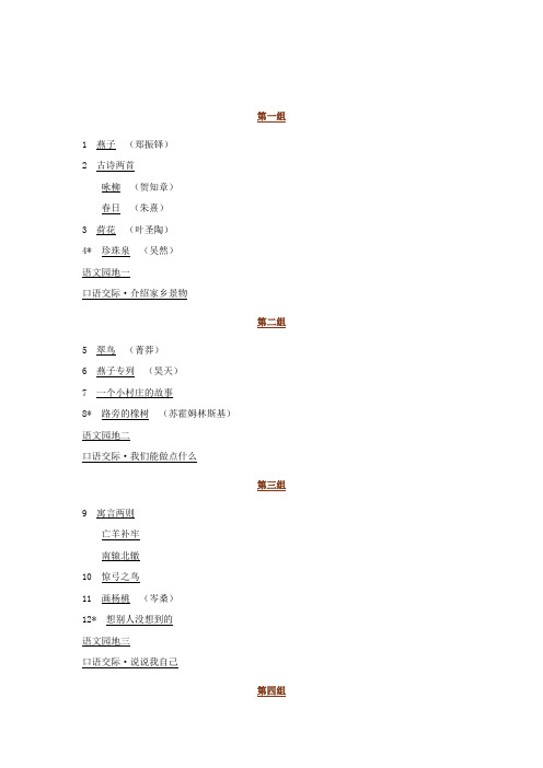 (完整)人教版三年级下册语文目录