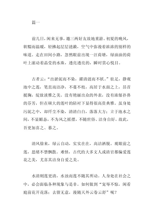 优秀廉政文化征文散文八篇