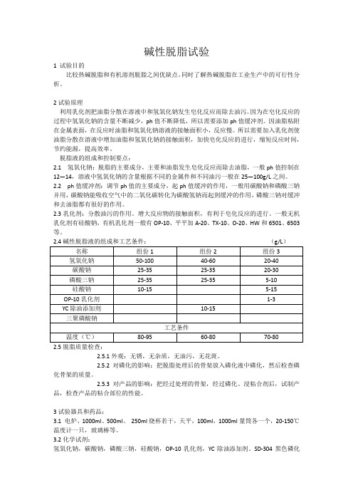 碱性脱脂试验