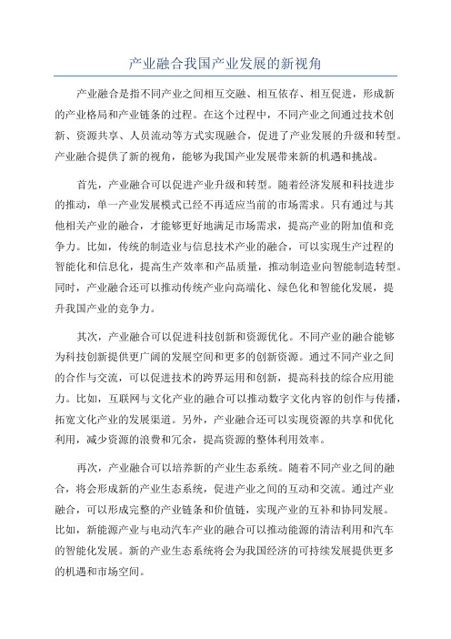 产业融合我国产业发展的新视角