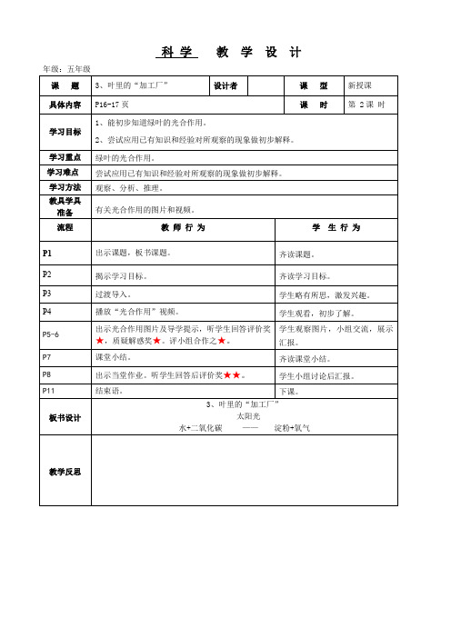 粤教版五年级上册科学  第三课叶里的“加工厂”-2