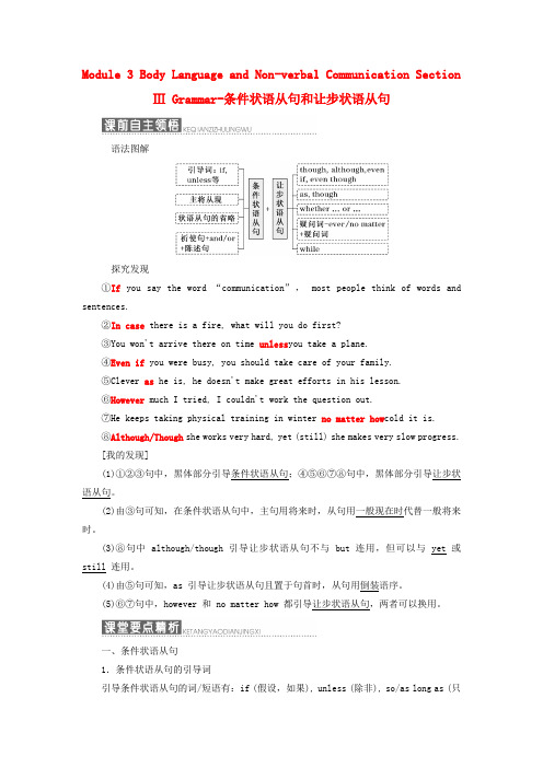 2017-2018学年高中英语Module3BodyLanguageandNon-verbalCommunicationSectionⅢGrammar-条件状语从句和让