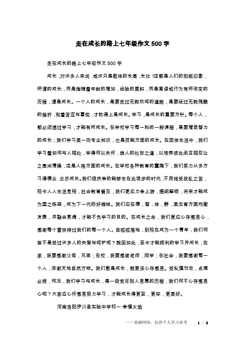 走在成长的路上七年级作文500字