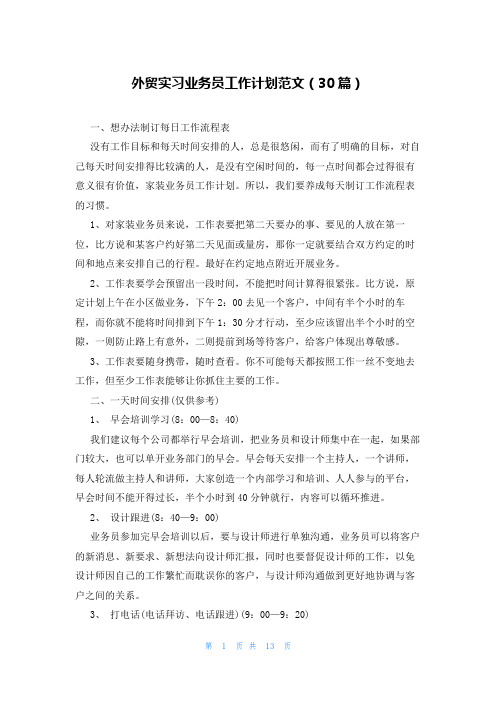 外贸实习业务员工作计划范文(30篇)