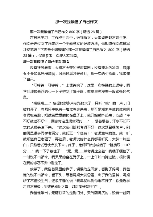 那一次我读懂了自己作文