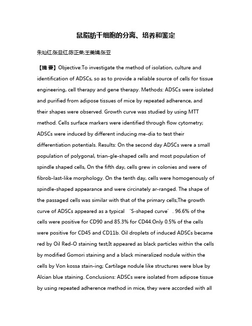 鼠脂肪干细胞的分离、培养和鉴定