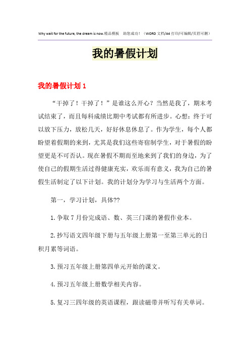 2021年我的暑假计划