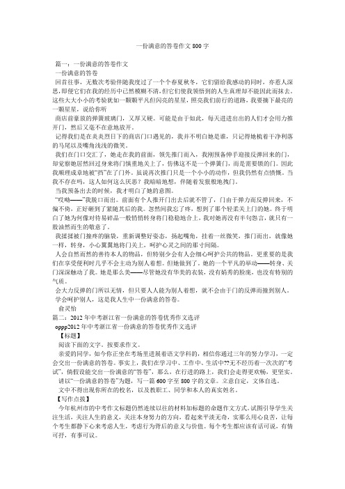 一份满意的答卷作文800字