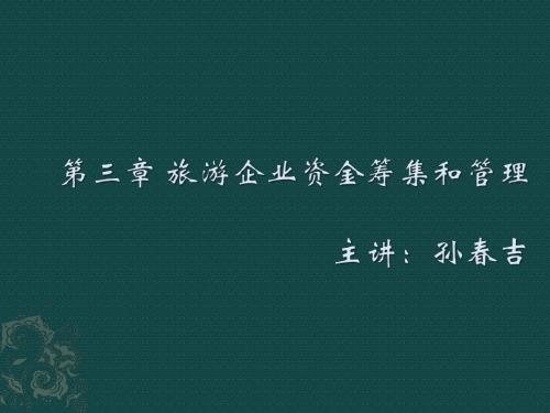 孙老师旅游企业投资与管理第三章