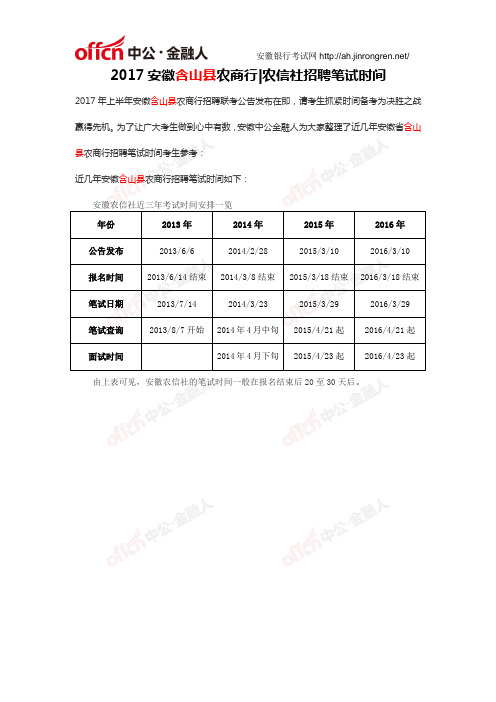 2017安徽马鞍山市含山县农商行农信社招聘笔试考试内容