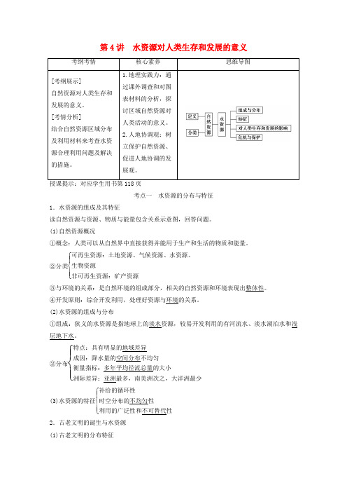 高考地理一轮复习第四章自然环境对人类活动的影响第4讲水资源对人类生存和发展的意义教学案中图版