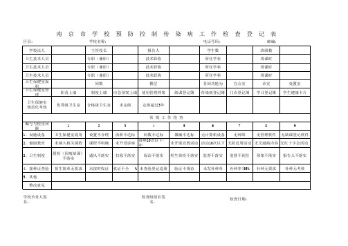 学校预防控制传染病工作检查登记表