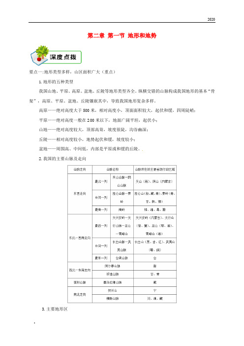 2020年八年级地理上册 第二章 第一节 地形和地势备课资料 (新版)新人教版