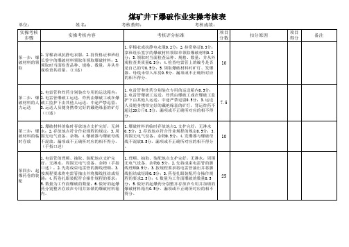 煤矿爆破作业实操考核表