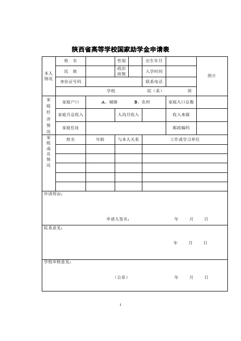 励志奖学金和国家困难助学金相关表格