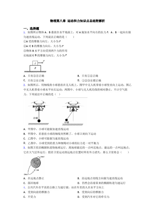 物理第八章 运动和力知识点总结附解析