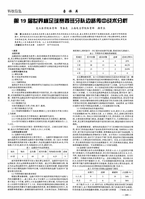 第19届世界杯足球赛西班牙队边路传中战术分析