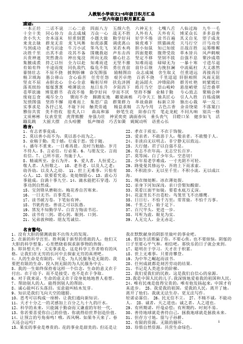 人教版小学语文1-6年级日积月累及古诗词汇总