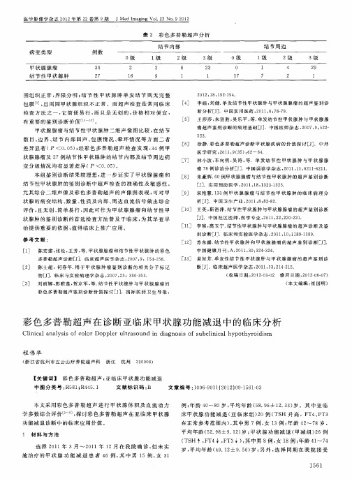 彩色多普勒超声在诊断亚临床甲状腺功能减退中的临床分析