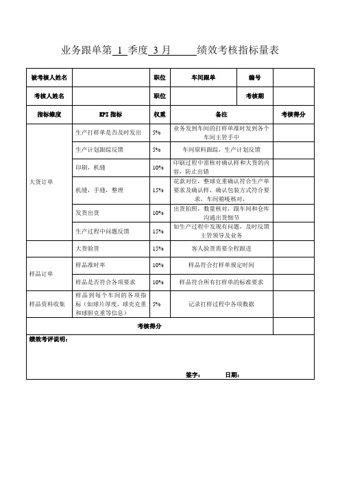 业务跟单考核标准