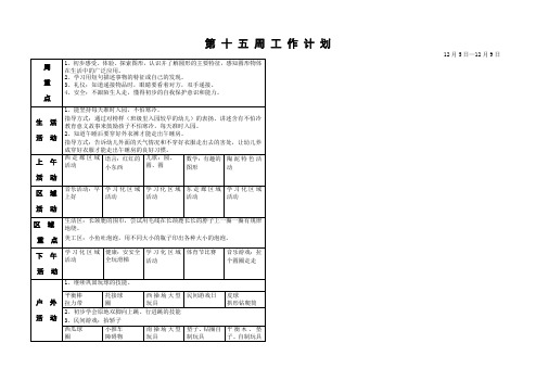 第十五周工作计划