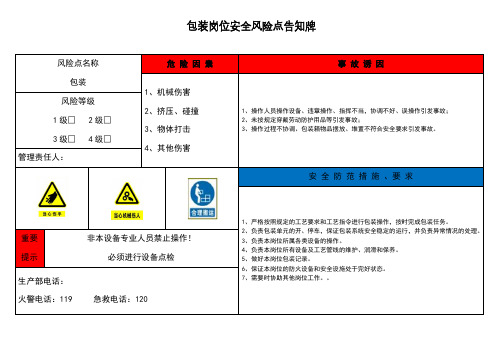 18.包装岗位安全风险点告知牌