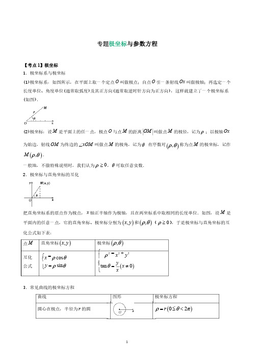 专题极坐标与参数方程