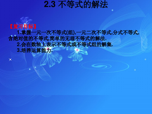 2019年高考数学总复习课件 2.3 不等式的解法