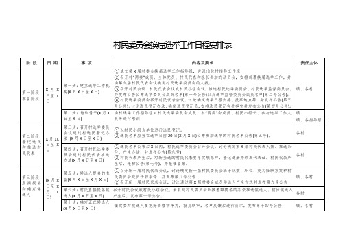 村民委员会换届选举工作日程安排表