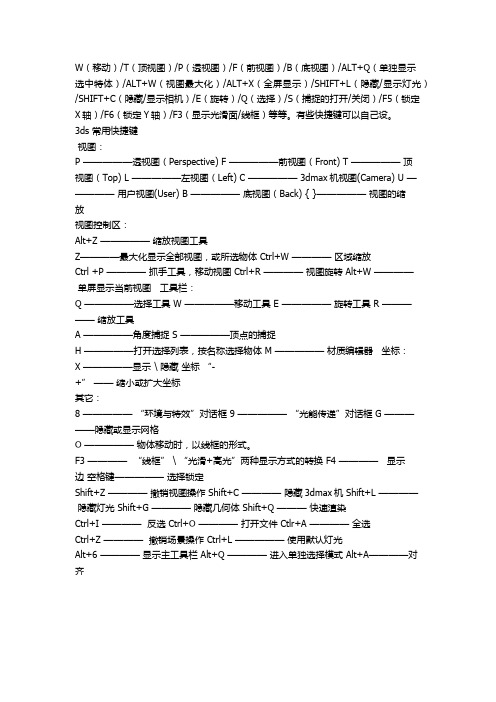 3Dmax常用快捷键