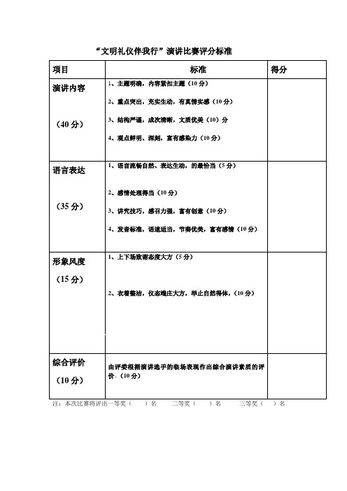 文明礼仪伴我行评分标准