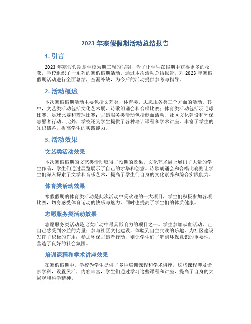 2023年寒假假期活动总结报告