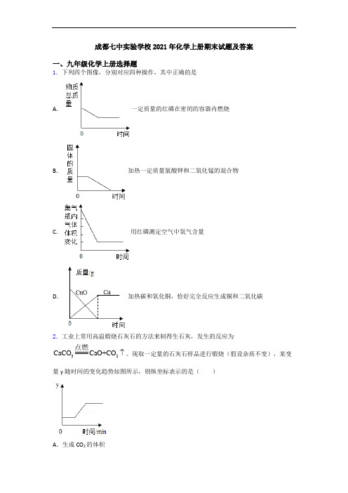 成都七中实验学校2021年化学初三化学上册期末试题及答案