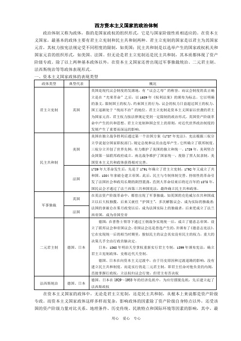 世界资本主义政治发展史(六)·西方资本主义国家的政治体制