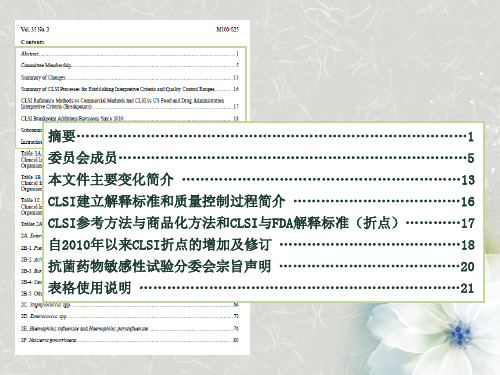 最新CLSI折点更新主题讲座课件