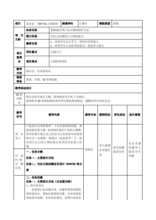 电子商务创业实训教案第9讲  700乘700主图制作