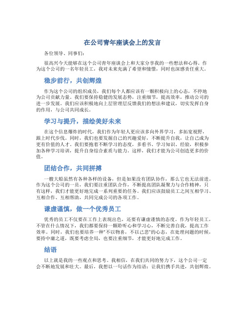 在公司青年座谈会上的发言