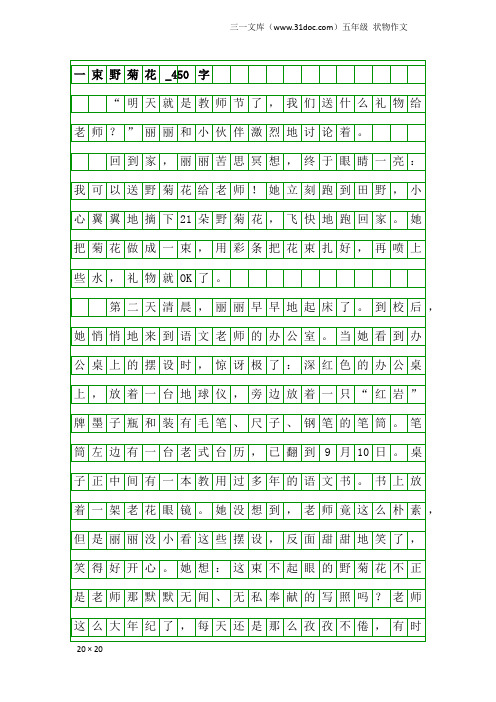 五年级状物作文：一束野菊花_450字_1