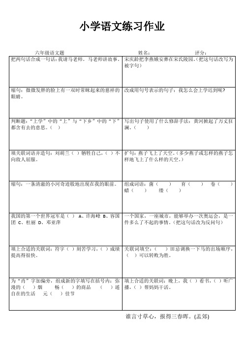 六年级语文课课通训练I (61)