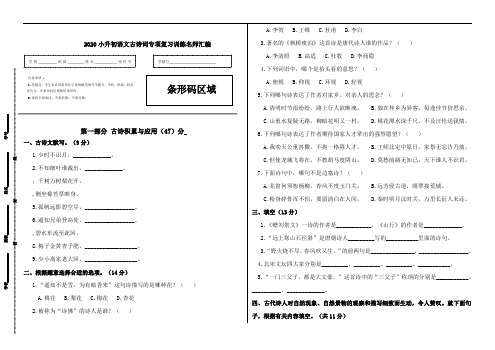 【升学必考】2020小升初语文古诗词专项复习训练名师汇编及答案