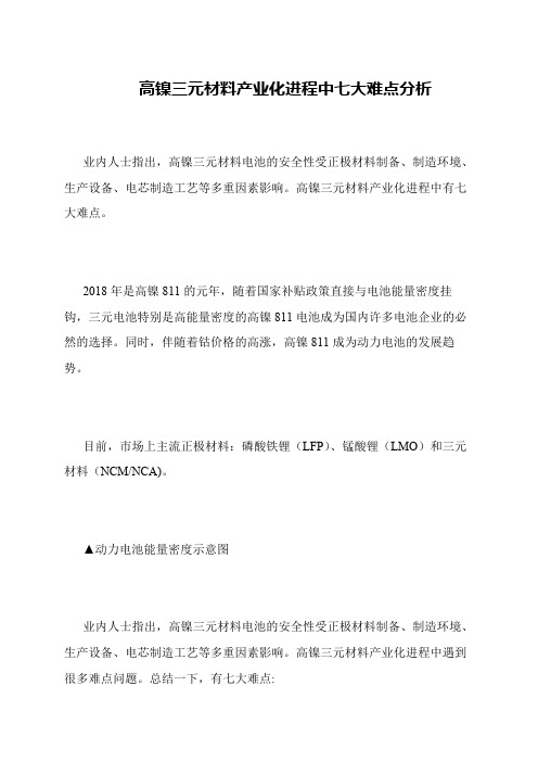 高镍三元材料产业化进程中七大难点分析