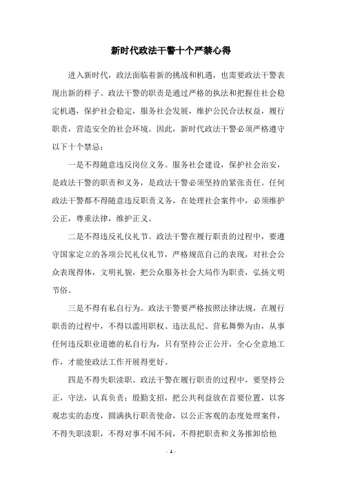 新时代政法干警十个严禁心得