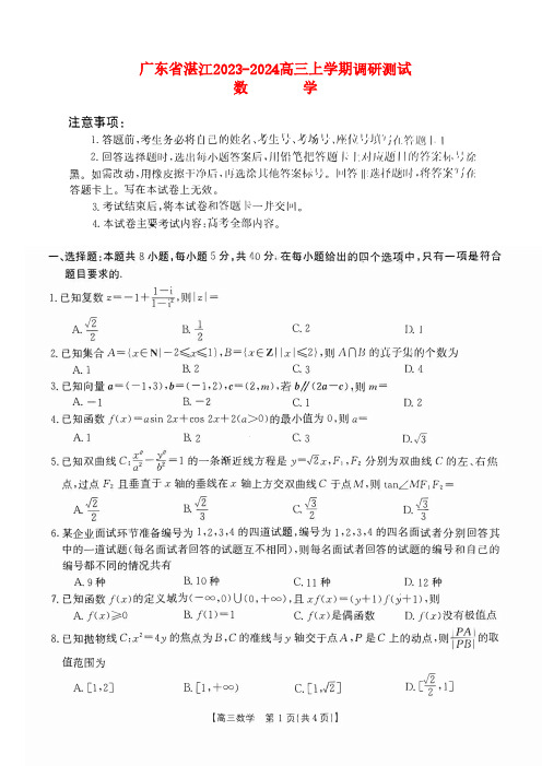 广东省湛江2023_2024高三数学上学期10月调研测试试题