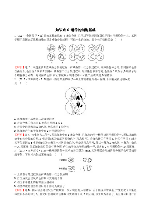 高考生物真题分类汇编：遗传的细胞基础