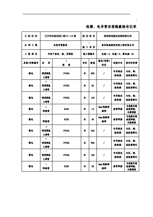 电线导管敷设隐蔽验收记录文稿