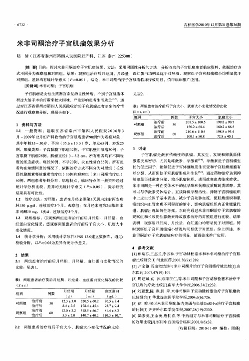 米非司酮治疗子宫肌瘤效果分析