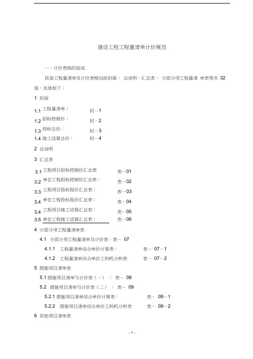 建设工程清单计价规范绝对实用